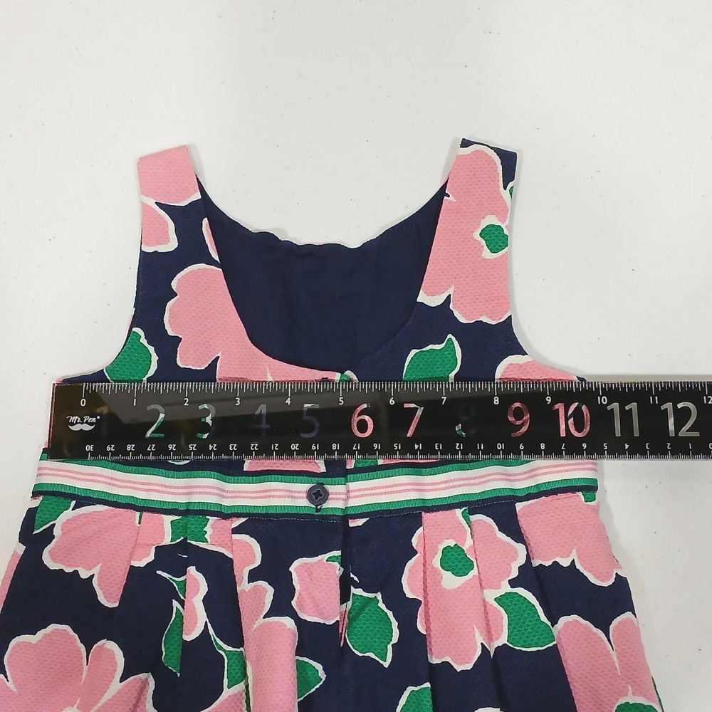 Janie and Jack Floral Seersucker Dress 2T Navy Pink Coastal Preppy Sleeveless - Picture 7 of 12